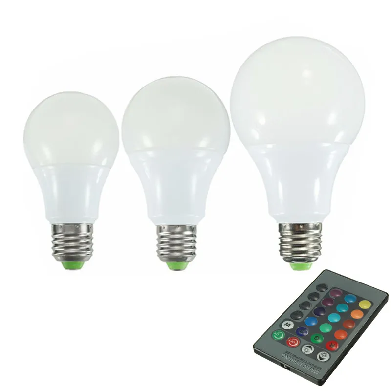 

5W/10W/20W E27 LED Bulb Lamps AC85-265V RGB 16 Color Changing LED Globe Light Lamp Bulb With 24 Keys Remote Control