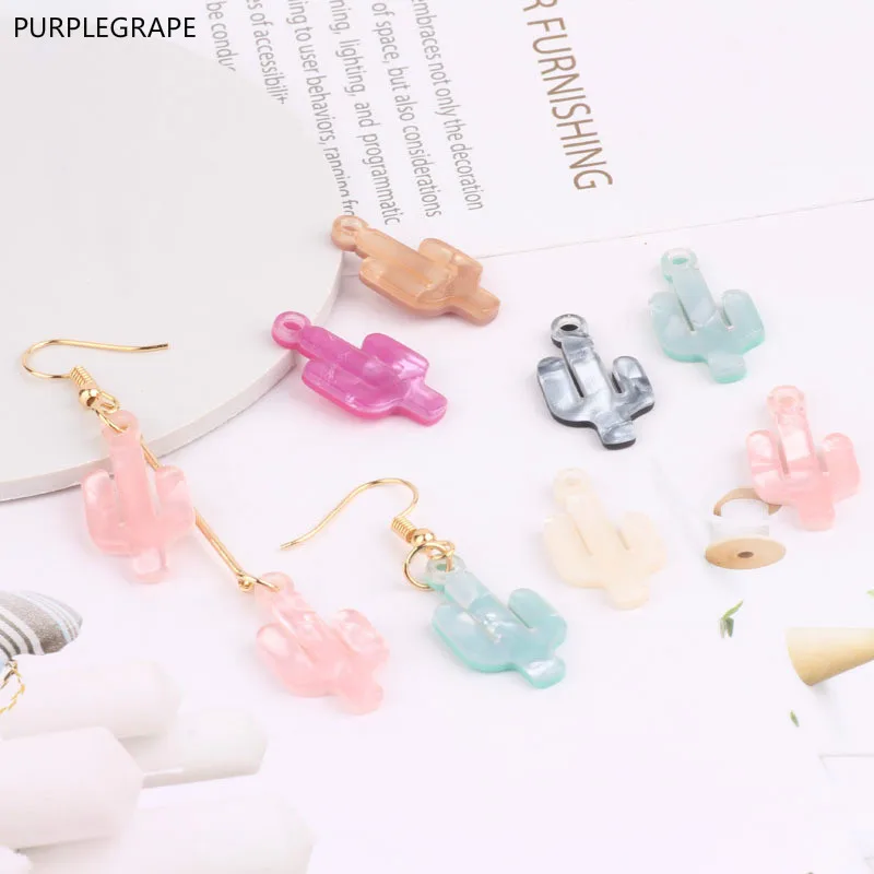 

PURPLEGRAPE DIY earrings accessories Japan and South Korea acetic acid cute cactus handmade materials pendant 10 pieces