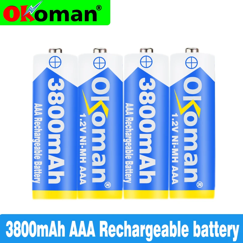 4-20PCS Okoman New AAA battery 3800 mAh Rechageable battery NI-MH 1.2 V AAA battery for Clocks, mice, computrs, toys so on
4-20PCS Okoman New AAA battery 3800 mAh Rechageable battery NI-MH 1.2 V AAA battery for Clocks, mice, computrs, toys so on