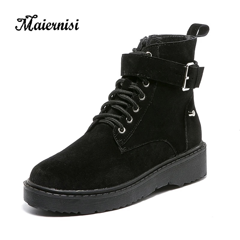 MAIERNISI Women Flat Shoes Flock All-match Lace-up Boots New Motocycle Boots For Ladies Ankle Boots Neutral Style Boots
MAIERNISI Women Flat Shoes Flock All-match Lace-up Boots New Motocycle Boots For Ladies Ankle Boots Neutral Style Boots