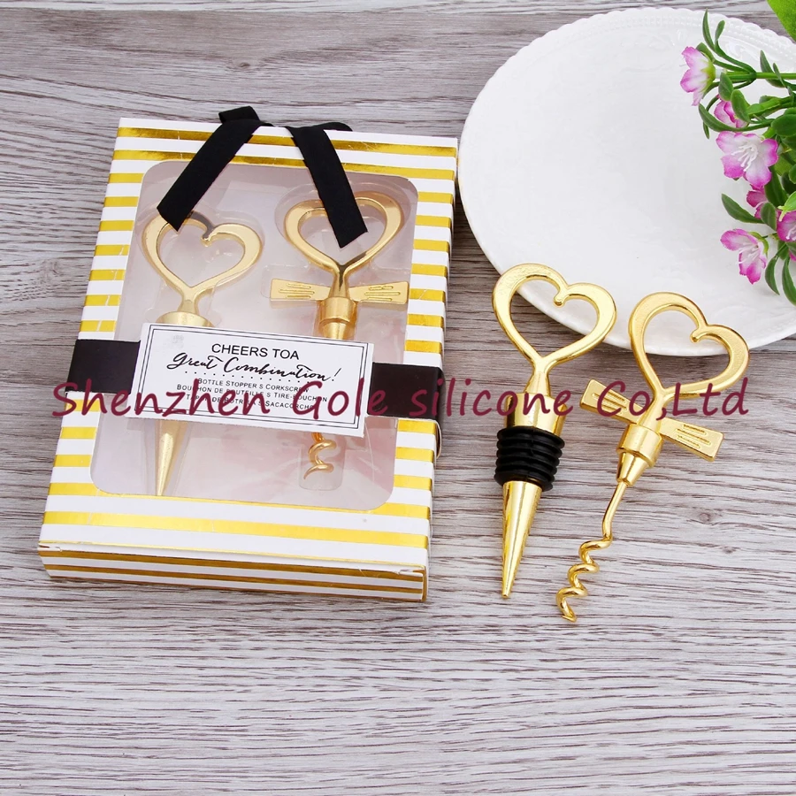 50pcs(25sets)/lot Cheers To A Great Combination Gold Wine Set Bottle Opener Cork Screw and Stopper Wedding Souvenirs
50pcs(25sets)/lot Cheers To A Great Combination Gold Wine Set Bottle Opener Cork Screw and Stopper Wedding Souvenirs