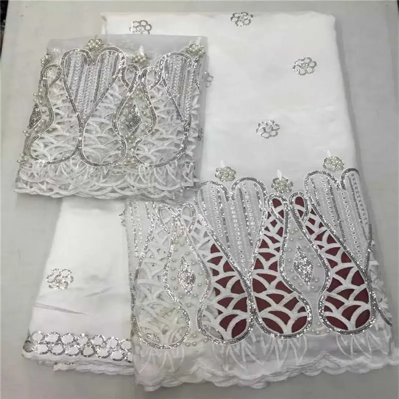 High Quality African George Lace Fabric 5 Yards Matching 2 Yards Raw Silk Mesh French Net lace of Beaded Blouse fabric
High Quality African George Lace Fabric 5 Yards Matching 2 Yards Raw Silk Mesh French Net lace of Beaded Blouse fabric