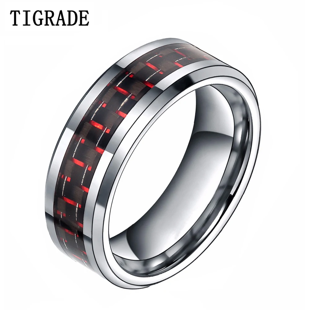 8mm Red Black Carbon Fiber Inlay Men's Tungsten Ring Comfort Fit Wedding Band Size 6 - 13
8mm Red Black Carbon Fiber Inlay Men's Tungsten Ring Comfort Fit Wedding Band Size 6 - 13