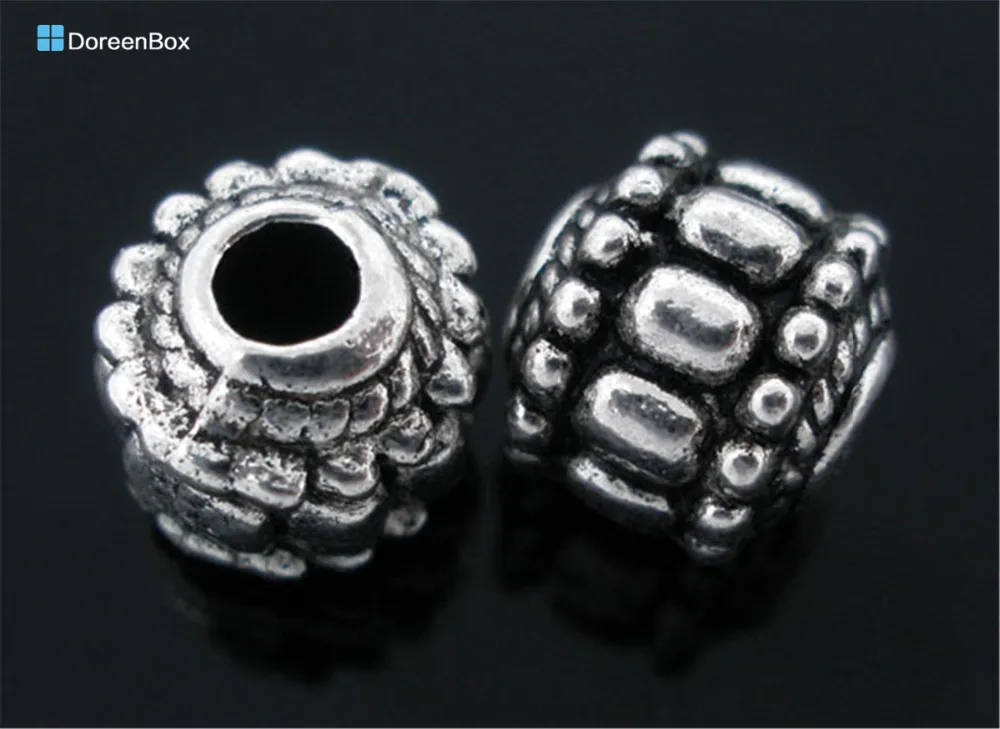 Lot 10 Pcs Antique Silver Spiral Flat Round 8mm x 4 Alloy Spacer Beads Hole 1.5