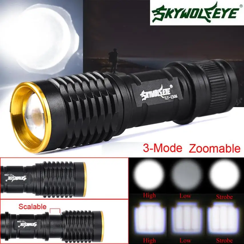 

MA 6 Shining Hot Selling Fast Shipping Super Bright 5000LM CREE Q5 AA/14500 Zoomable LED Flashlight Torch Lamp 3 Modes