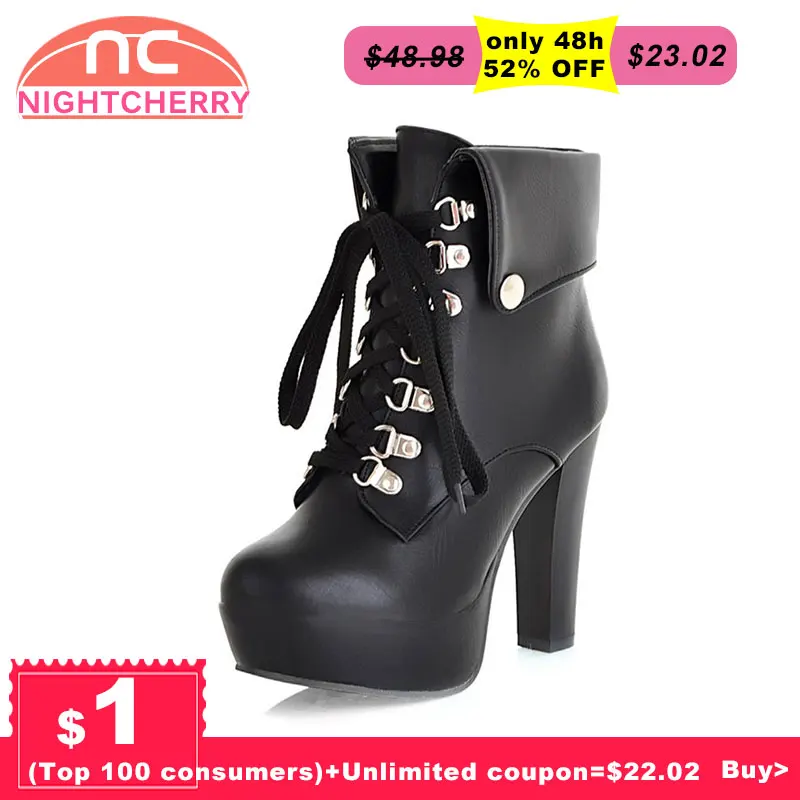 NIGHTCHERRY Size 34-43 Women Leather Ankle Boots Designer Fashion Platform Chunky High Heels Lace Up Short Botas Winter Shoes
NIGHTCHERRY Size 34-43 Women Leather Ankle Boots Designer Fashion Platform Chunky High Heels Lace Up Short Botas Winter Shoes