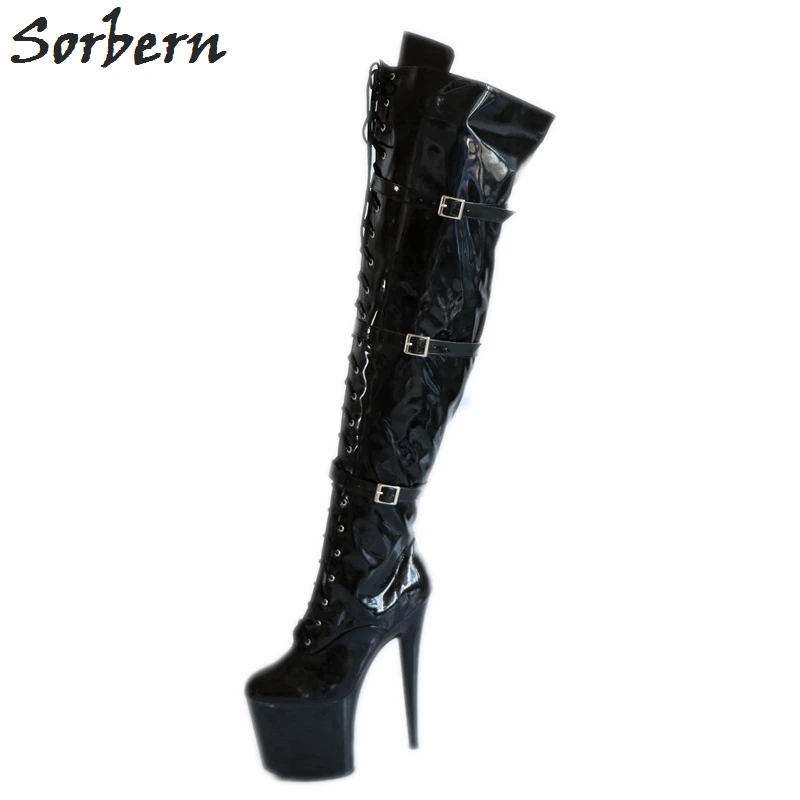 Sorbern Shiny Black Custom Leg Thigh High Boots For Women 20cm Spike High Heel 10cm Platform Shoes Ladies Red/White Size 39
Sorbern Shiny Black Custom Leg Thigh High Boots For Women 20cm Spike High Heel 10cm Platform Shoes Ladies Red/White Size 39