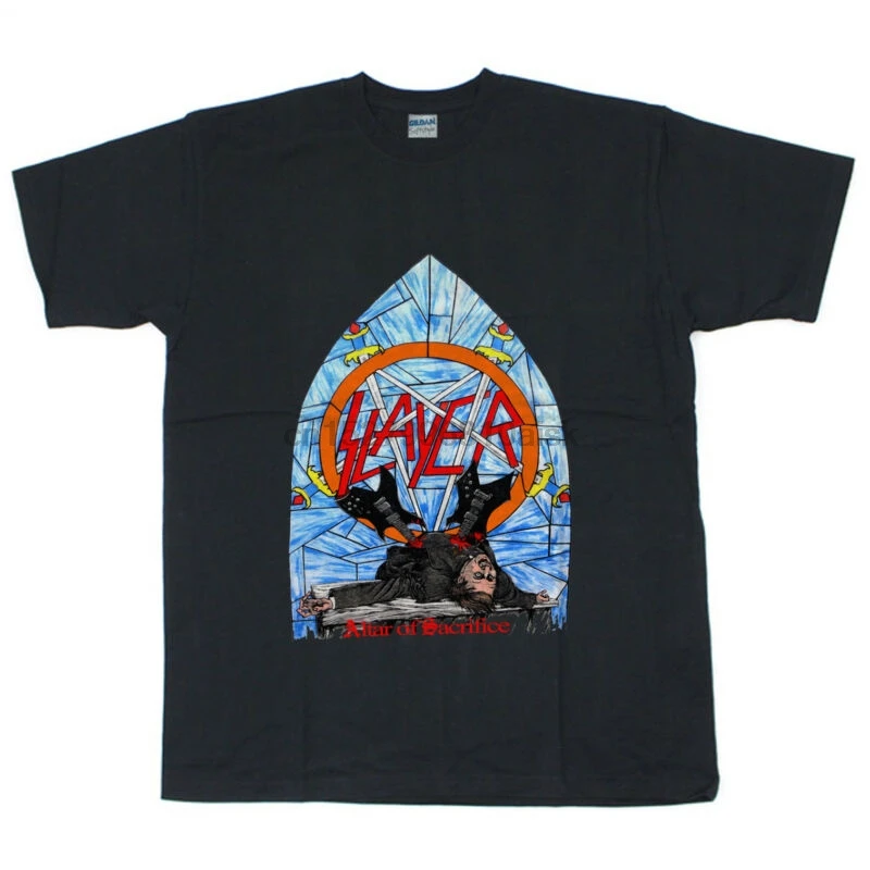 Vintage SLAYER 80s Tour Concert 1986 Altar Of Sacrifice T-Shirt Reprint | Мужская одежда