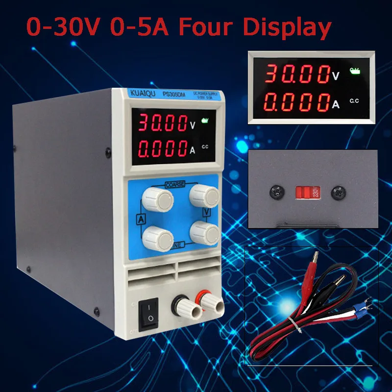Adjustable digital display mini DC power supply Single Channel 0-30V 0-5A Four display Switching laboratory power supply
Adjustable digital display mini DC power supply Single Channel 0-30V 0-5A Four display Switching laboratory power supply