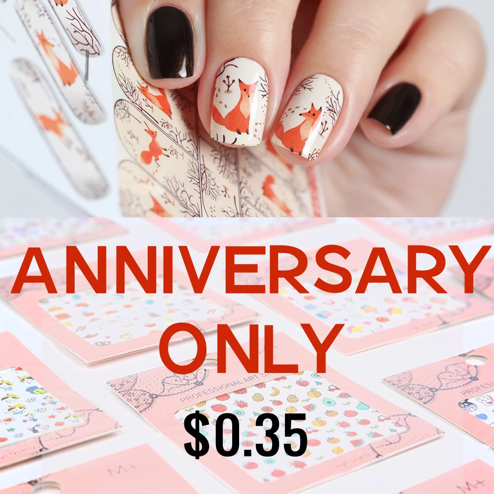 Anniversary Only! Nail Water Decals Colorful Nail Art Sticker Tattoo Decals Water Slide 
Anniversary Only! Nail Water Decals Colorful Nail Art Sticker Tattoo Decals Water Slide