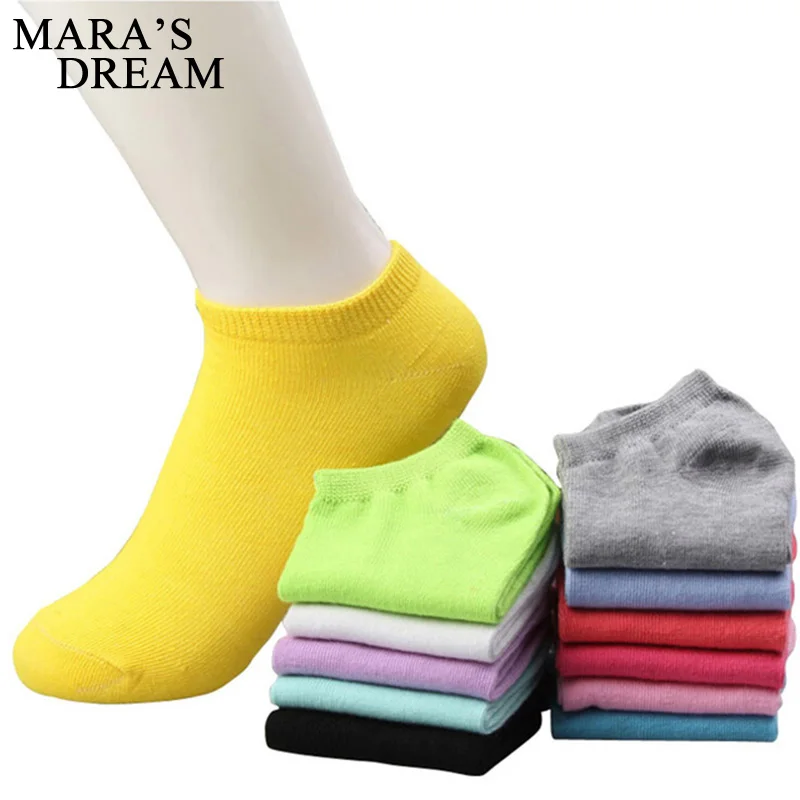 Image Mara s Dream 10pcs=5pairs lot women cotton socks summer cute candy color boat socks ankle socks for woman thin sock slippers