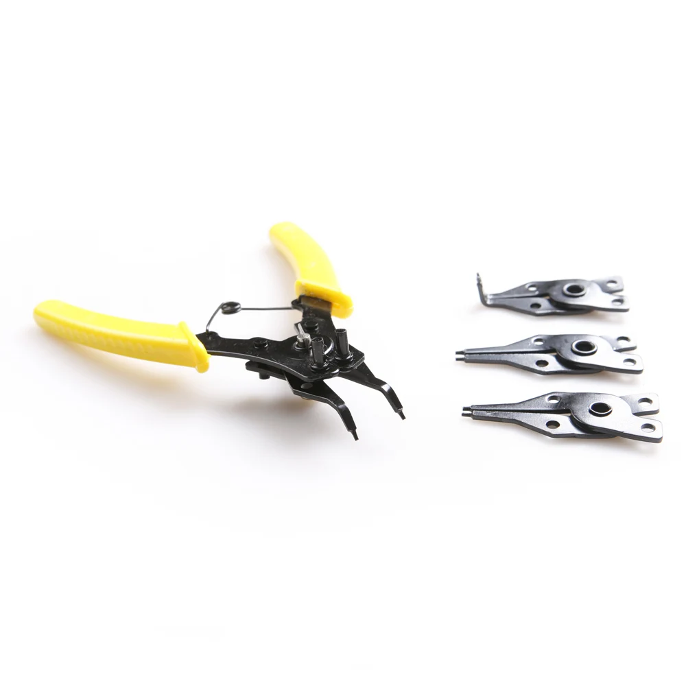 Professional 4 in 1 Circlip Pliers Snap Ring Tool Bent PVC Handle Multifunctional Red Yellow Randomly | Инструменты
