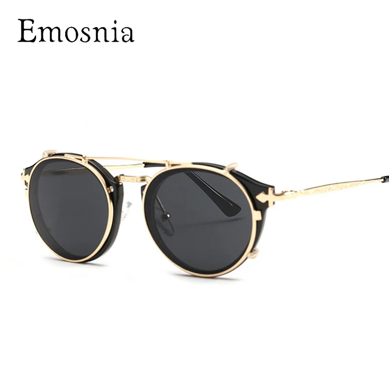 Emosnia 2017 Steampunk Sunglasses Women Men Goggles Vintage Brand Designer Flip Sun Glasses High Quality Round Unisex Oculos
Emosnia 2017 Steampunk Sunglasses Women Men Goggles Vintage Brand Designer Flip Sun Glasses High Quality Round Unisex Oculos