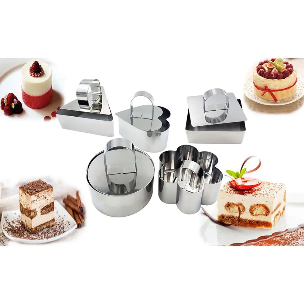 5Pcs/Set Stainless Steel Round Heart Flower Triangle Square Shape Fondant Mousse Cake Mold
5Pcs/Set Stainless Steel Round Heart Flower Triangle Square Shape Fondant Mousse Cake Mold