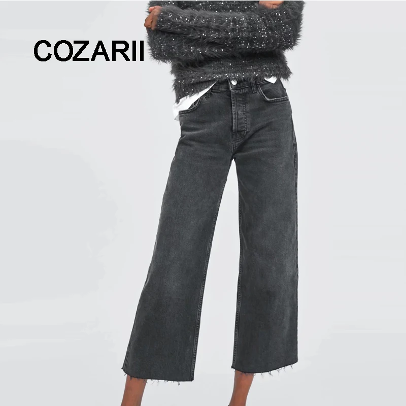COZARII jeans women high street washed solid cotton denim pants burrs high waist jeans wide leg pants women plus size
COZARII jeans women high street washed solid cotton denim pants burrs high waist jeans wide leg pants women plus size