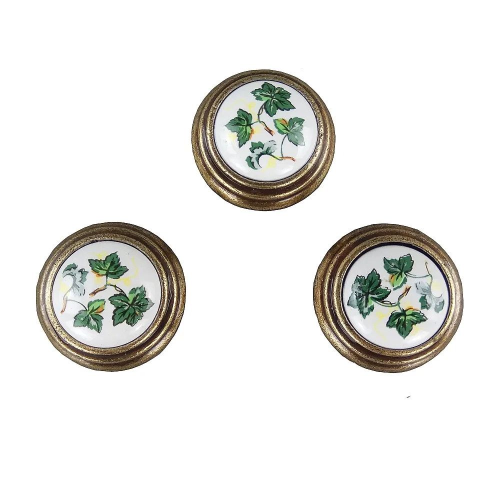 

Antique Green Leaves Ceramics Knobs Furniture Small Door Drawer Wardrobe Kitchen Cabinets Cupboard Dresser Handles Pull Knobs