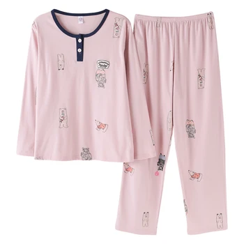 Cartoon Pandas and Letter Pajama Sets Sleepwear Women Spring Cotton Plus Size M-4XL Full Length Pyjamas Sleepwear For Women
Cartoon Pandas and Letter Pajama Sets Sleepwear Women Spring Cotton Plus Size M-4XL Full Length Pyjamas Sleepwear For Women