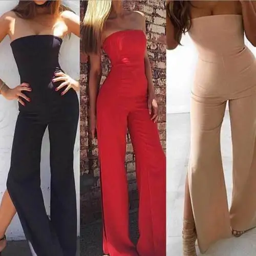 

USA 2018 New Fashion Hot Sexy Charming Women Ladies Clubwear Summer Playsuit Bodycon Party Jumpsuit Strapless Flare Trousers