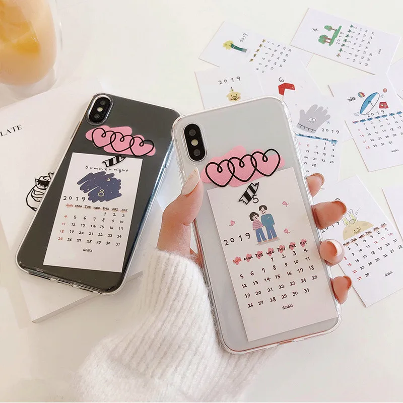 Cute Love Heart Calendar Card Korean Phone Case For 7 7 Puls 6 6S 7 8 Puls X Xs XR Xsmax Cases Retro Transparent TPU Soft Cover
Cute Love Heart Calendar Card Korean Phone Case For 7 7 Puls 6 6S 7 8 Puls X Xs XR Xsmax Cases Retro Transparent TPU Soft Cover