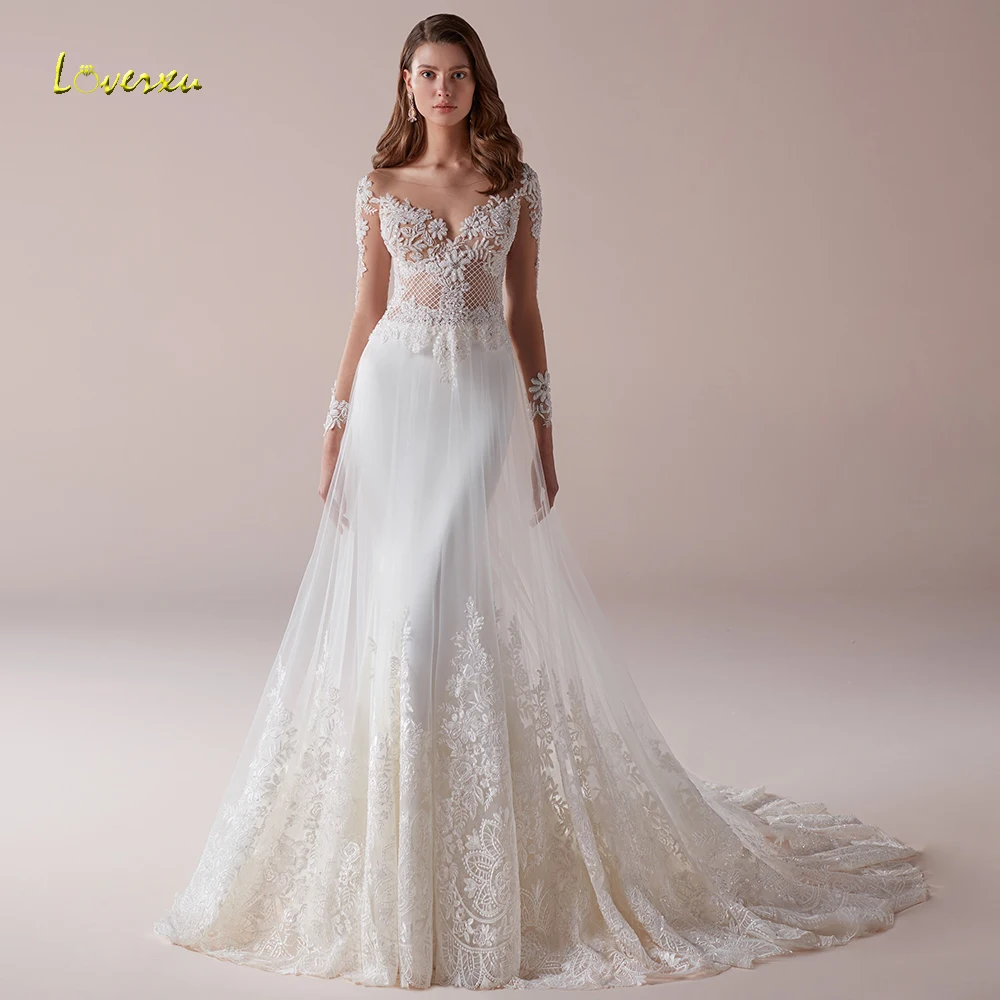 Loverxu сексуальный совок свадебное платье-футляр превосходная с резным узором