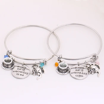 Alice in Wonderland Bangle Set "A very merry unbirthday" Letter Pendant BBF Girls/Women Charm Bracelet DIY Jewelry Wholesale
Alice in Wonderland Bangle Set "A very merry unbirthday" Letter Pendant BBF Girls/Women Charm Bracelet DIY Jewelry Wholesale