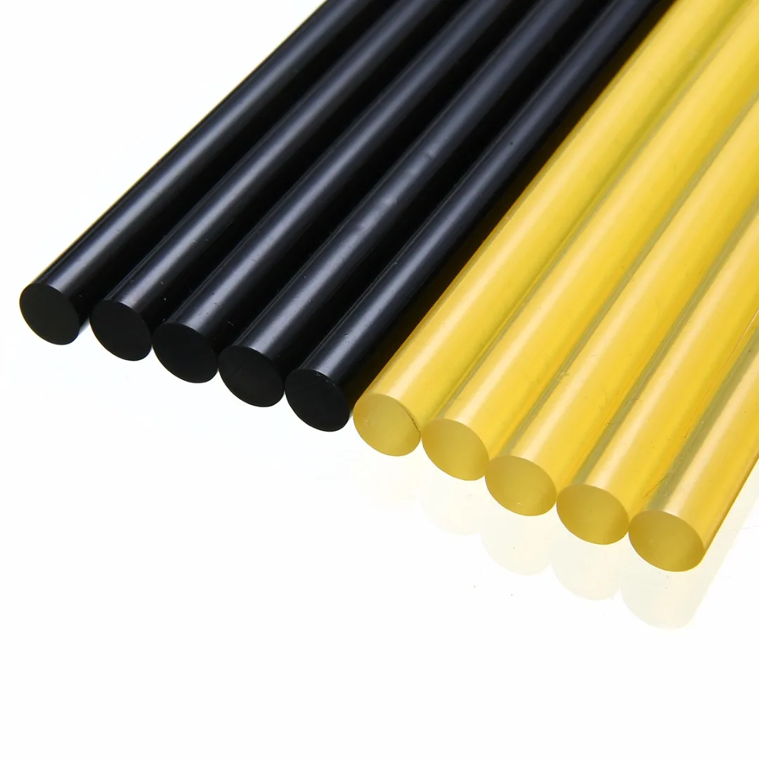 10pcs New Car Body Paintless Hot Melt Glue Sticks Dent Repair Tool Auto Hail Removal Kit 27cm x11mm Yellow + Black