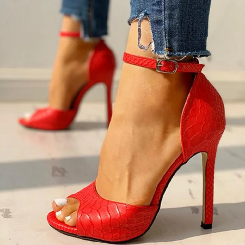 red and white high heels