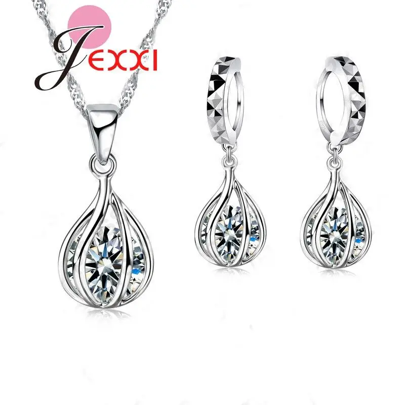 Party Wedding Jewelry Set 925 Sterling Silver Necklace Earrings Set Women Water Drop Pendant With Clear Cubic Zirconia
Party Wedding Jewelry Set 925 Sterling Silver Necklace Earrings Set Women Water Drop Pendant With Clear Cubic Zirconia