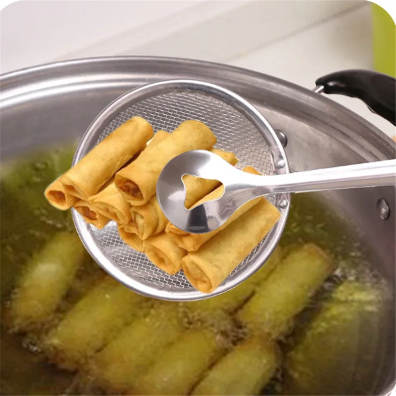 

Food Clip Snack Fryer Strainer Stainless Steel BBQ Buffet Serving Tong France Fried Tong Frying Mesh Colander Filter Oil Drainer