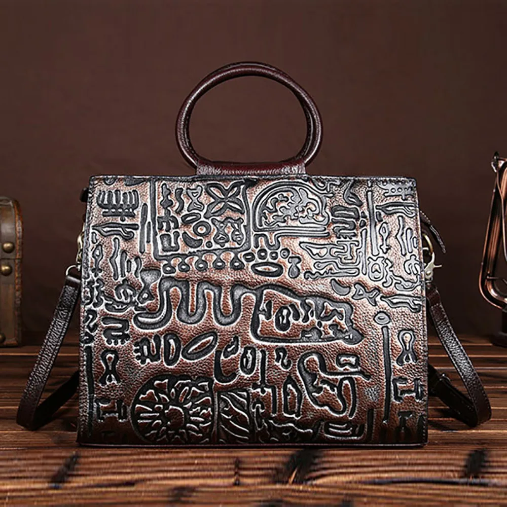 Vintage Designer Women Genuine Leather Cowhide Handbag National Style Embossed Shoulder Messenger Bags Casual Ladies Tote Bag
Vintage Designer Women Genuine Leather Cowhide Handbag National Style Embossed Shoulder Messenger Bags Casual Ladies Tote Bag