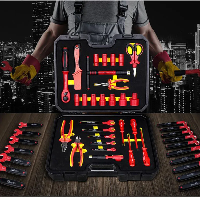 VDE certified 1000V pressure insulated electrician tool set electrician set 224220A/B/C 371809
VDE certified 1000V pressure insulated electrician tool set electrician set 224220A/B/C 371809