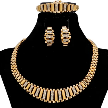 Charm Dubai Bridal Gold Jewelry Sets Crystal Necklace Bead Ring Earrings Italian Women Fashion Party Wedding Accessories
Charm Dubai Bridal Gold Jewelry Sets Crystal Necklace Bead Ring Earrings Italian Women Fashion Party Wedding Accessories