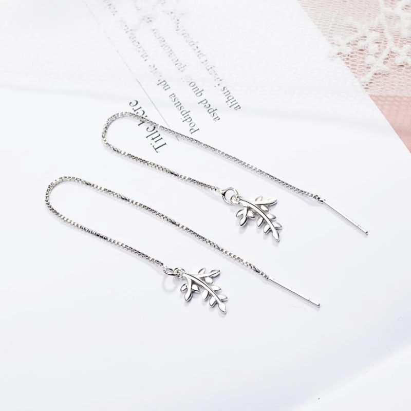 Sole Memory Long Tassels Maple Leaves Literature Creativity Fresh 925 Sterling Silver Fashion Female Dangle Earrings SEA501 | Украшения и