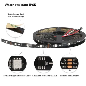 5M DC12V WS2811 Flexible LED Strip Ribbon Tape 5050 RGB SM 30 48 60 Leds/m Addressable Pixel Full Color Light Strip
5M DC12V WS2811 Flexible LED Strip Ribbon Tape 5050 RGB SM 30 48 60 Leds/m Addressable Pixel Full Color Light Strip