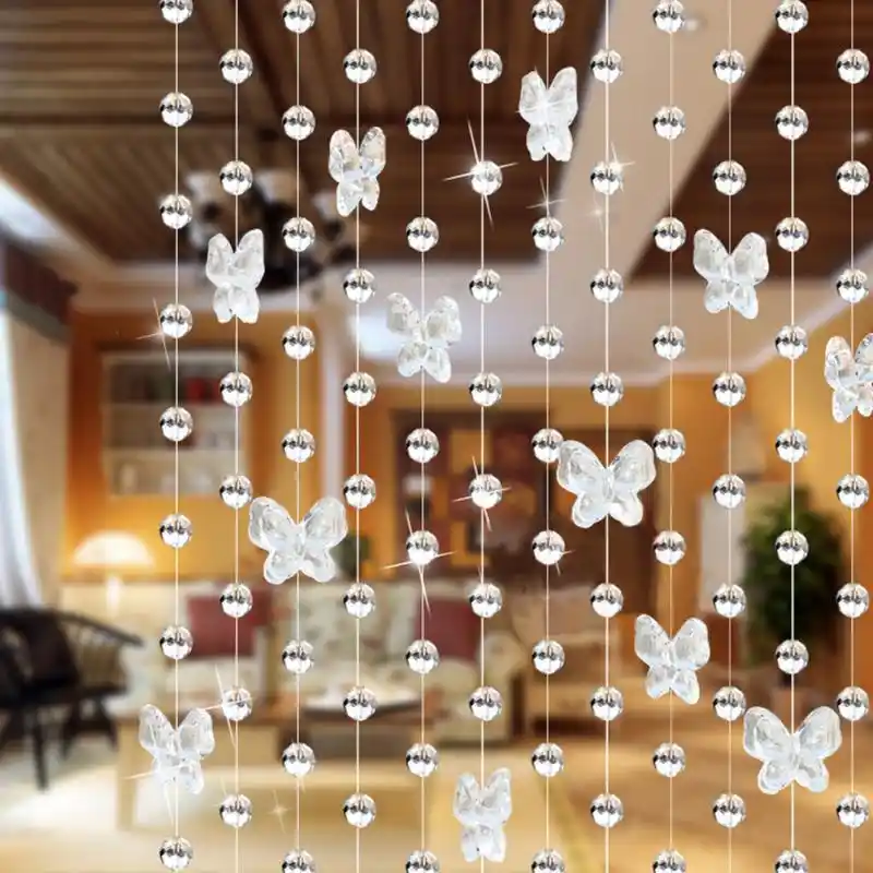 Modern Romantic Butterfly Beading Curtain Door Window Curtain Home