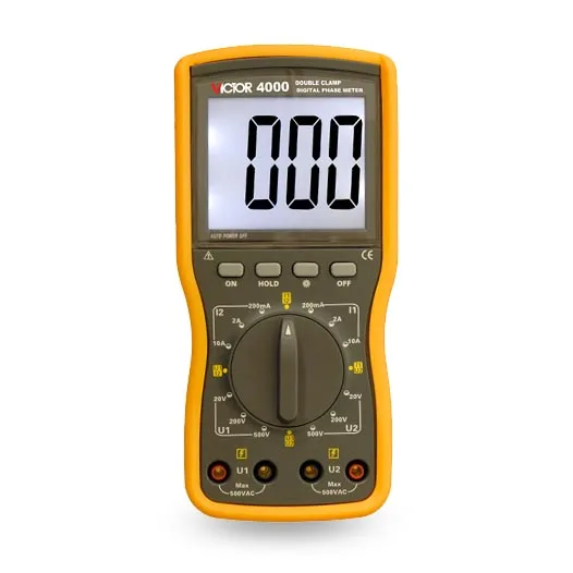 VICTOR 4000 Digital Double Clamp Phase Meter voltammeter digital voltmeter ammeter
VICTOR 4000 Digital Double Clamp Phase Meter voltammeter digital voltmeter ammeter