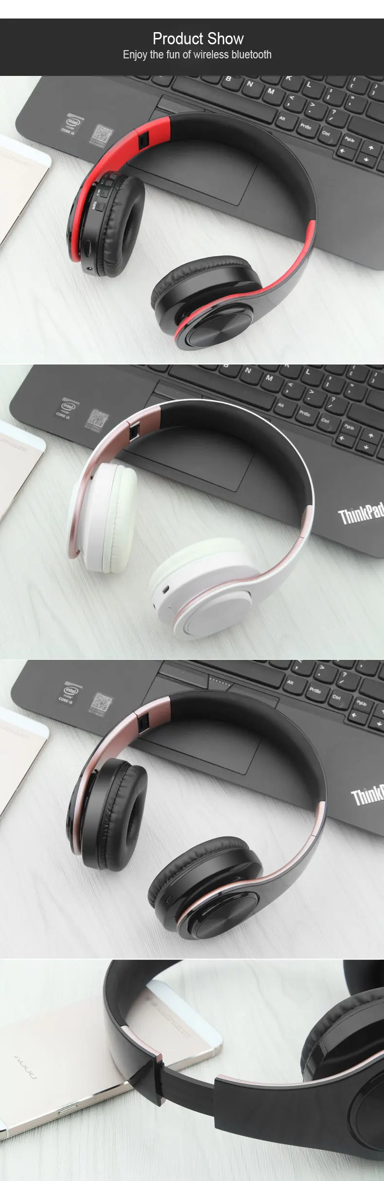 New Portable Wireless Headphones Bluetooth Stereo Foldable Headset Audio Mp3 Adjustable Earphones with Mic for Music Sadoun.com