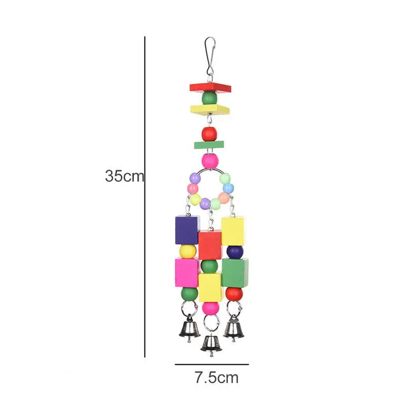 Mayitr Parrot Toys Pet Bird Bites Climb Chew Toy Hanging Cockatiel Parakeet Climb Chewing Cage With Bell Bird Toys Multi Styles