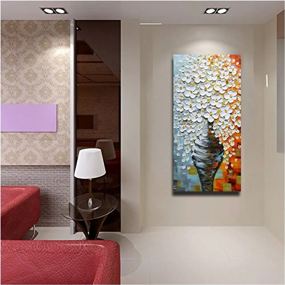 Thick Textured Palette Knife 3D Abstract Flower Oil Painting on Canvas White Vase Modern Still Life Painting for Living Room
Thick Textured Palette Knife 3D Abstract Flower Oil Painting on Canvas White Vase Modern Still Life Painting for Living Room