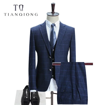 TIAN QIONG Mens Blue Plaid Suit 2018 Slim Fit Wedding Suits For Men High Quality Business Formal Suit 3 Piece(Jacket+Pants+Vest)
TIAN QIONG Mens Blue Plaid Suit 2018 Slim Fit Wedding Suits For Men High Quality Business Formal Suit 3 Piece(Jacket+Pants+Vest)