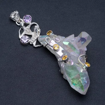 Natural Huge Angle Aura Quartz, Citrine and Amethyst 925 Sterling Silver Pendant 3 1/4" PS015
Natural Huge Angle Aura Quartz, Citrine and Amethyst 925 Sterling Silver Pendant 3 1/4" PS015