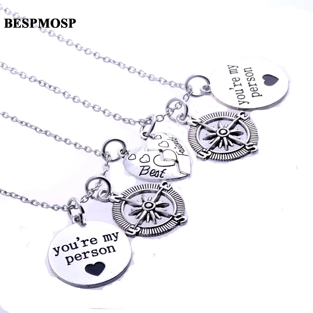 Bespmosp 12Set/Lot Love Trendy Heart Best Friends Pendant Necklace Vintage Charm Compass Friendship BFF Jewelry Gifts Wholesale
Bespmosp 12Set/Lot Love Trendy Heart Best Friends Pendant Necklace Vintage Charm Compass Friendship BFF Jewelry Gifts Wholesale