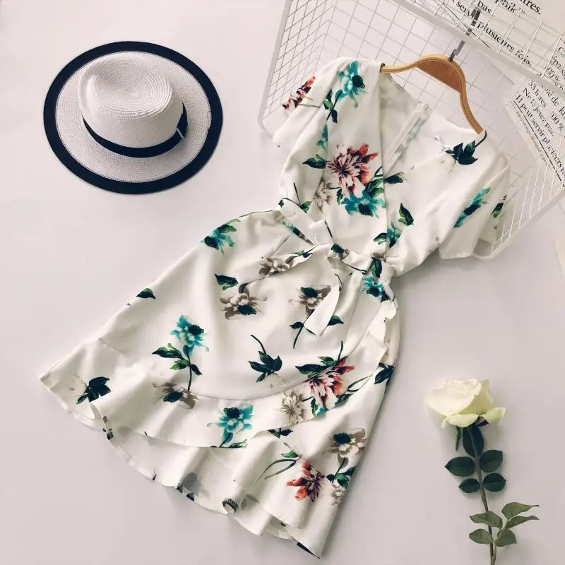 MUMUZI brand dress female summer 2019 new V-neck short-sleeved printing flower slim irregular ruffled dresses female
MUMUZI brand dress female summer 2019 new V-neck short-sleeved printing flower slim irregular ruffled dresses female
