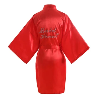 Letter "Maid Of Honor" Bridesmaid Robe Faux Silk Sleepwear SUMMER Female Kimono Bathrobe Casual Rheinstone Home Wear Nightgown
Letter "Maid Of Honor" Bridesmaid Robe Faux Silk Sleepwear SUMMER Female Kimono Bathrobe Casual Rheinstone Home Wear Nightgown