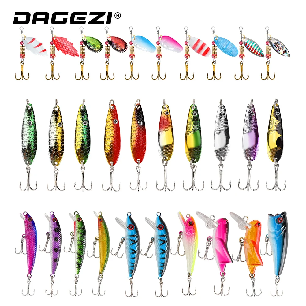 DAGEZI Mixed Fishing Lure Kit Popper Spoon Bait Fish Lure Set Isca Artificial Bait For Bass Fishing Tackle Pesca
DAGEZI Mixed Fishing Lure Kit Popper Spoon Bait Fish Lure Set Isca Artificial Bait For Bass Fishing Tackle Pesca