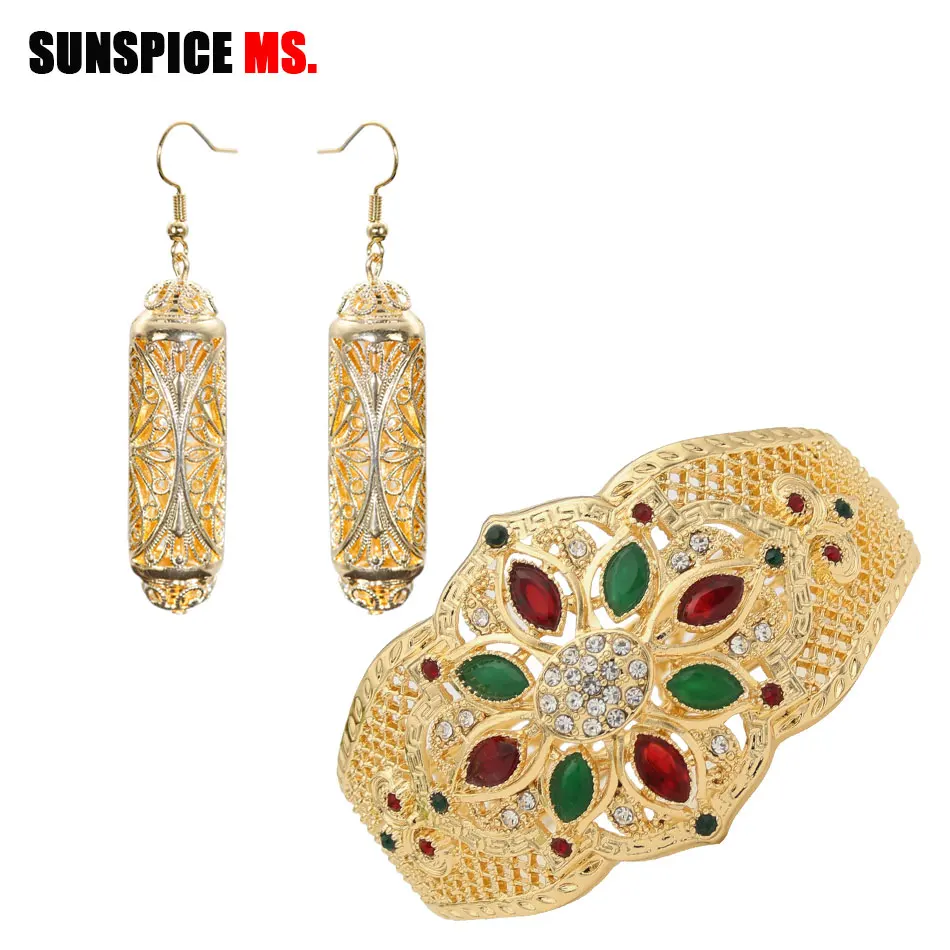 SUNSPICE-MS Gold Color Morocco Wedding Earring Bangle Sets long drop Earrings Resin Bracelets indian bridal gilding jewelry gift
SUNSPICE-MS Gold Color Morocco Wedding Earring Bangle Sets long drop Earrings Resin Bracelets indian bridal gilding jewelry gift