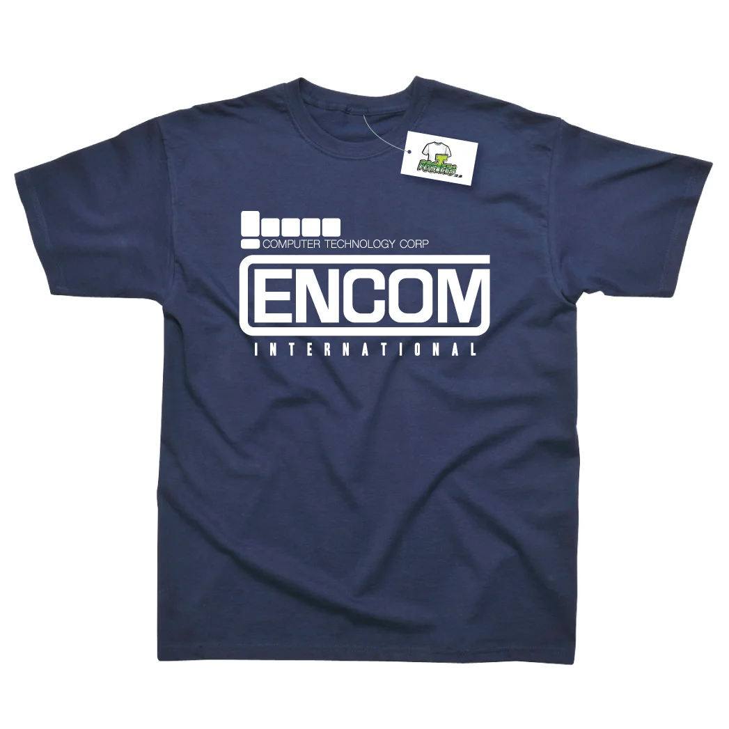 ENCOM международной Вдохновленный Tron Ретро Flynns Аркада печатных футболка классная