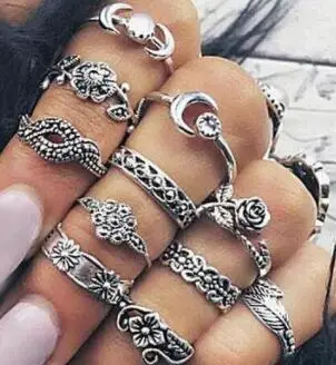 Antique Gold Silver Opals Rose Flower Ring Set for Women Carved Knuckle Midi Ring Set Anillos 11 Pcs/Set 3867
Antique Gold Silver Opals Rose Flower Ring Set for Women Carved Knuckle Midi Ring Set Anillos 11 Pcs/Set 3867