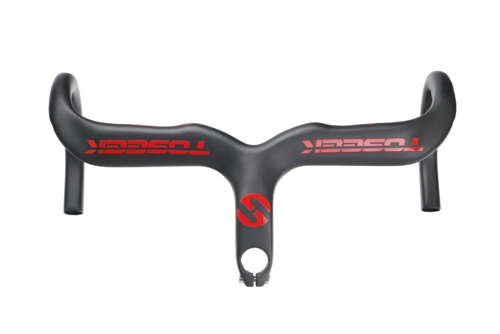2017 NEW TOSEEK Red Logo UD Matte FULL Carbon AERO Integrated Handlebar With Stem For Road Bike