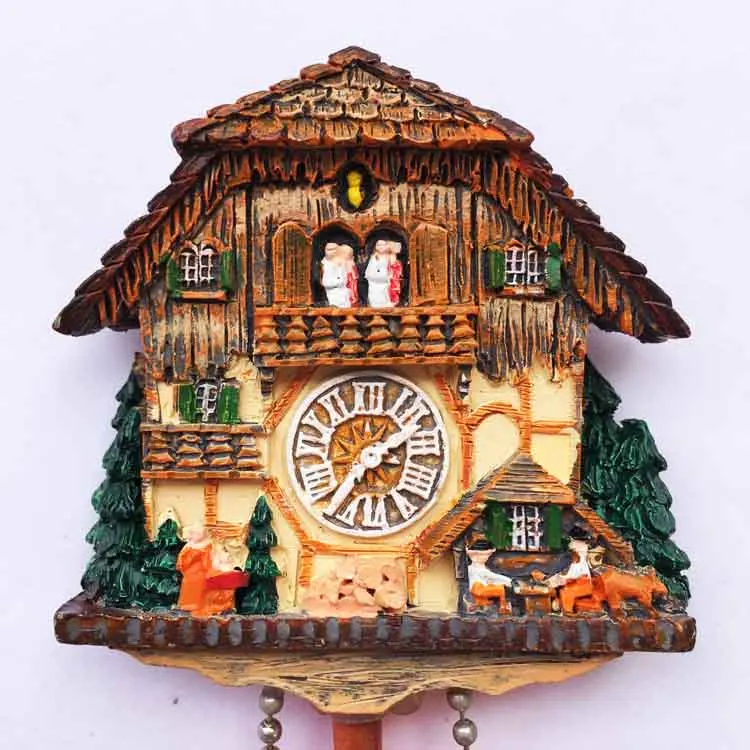 Европейские немецкие туристические сувениры трехмерные часы cuckoo магнитные